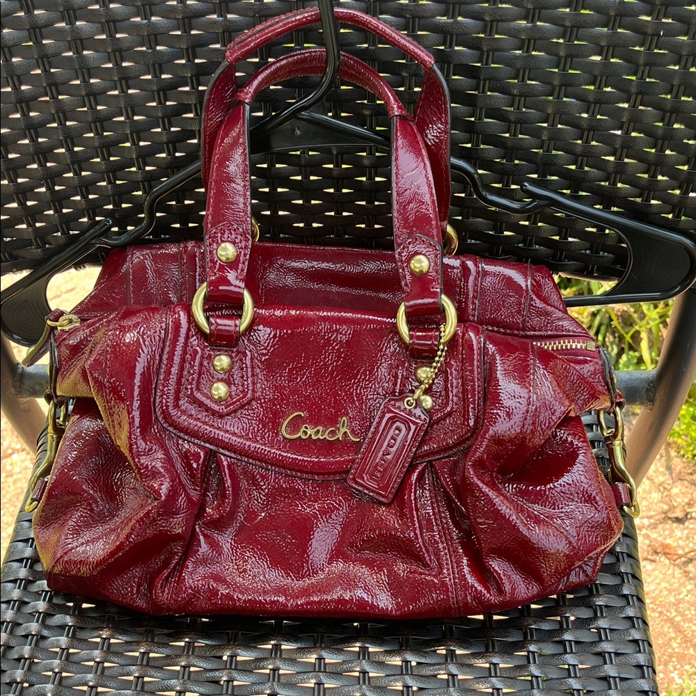 Coach Shiny Burgundy Satchel